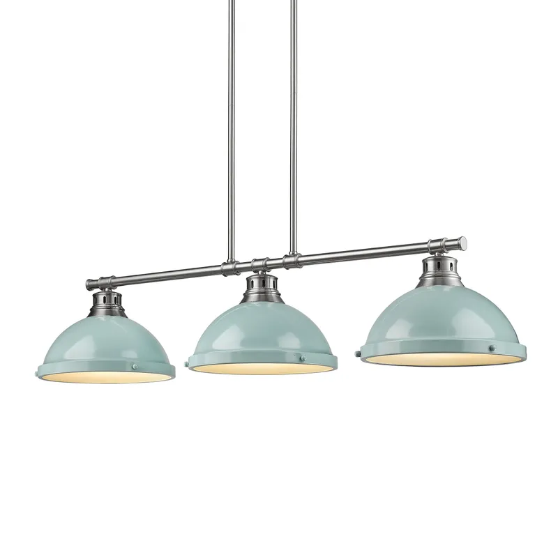 Yep by Golden Lighting Duncan 3-light Island Light in Pewter and Seafoam shade — Golden Lighting LED Pendant Lights  