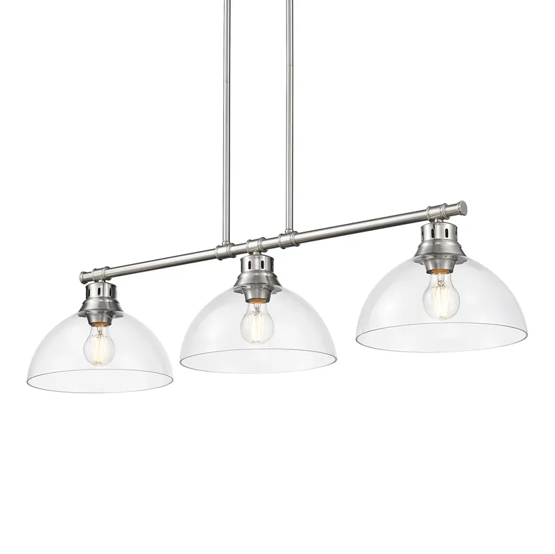 Yep by Golden Lighting Duncan 3-light Island Light in Pewter and Clear Glass — Golden Lighting LED Pendant Lights  