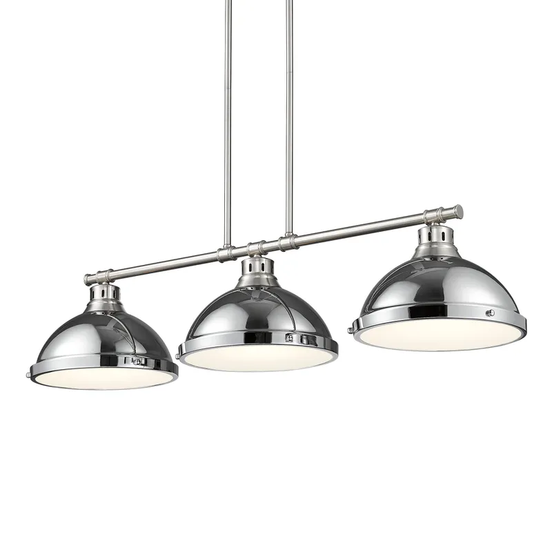 Yep by Golden Lighting Duncan 3-light Island Light in Pewter and Chrome shade — Golden Lighting LED Pendant Lights  