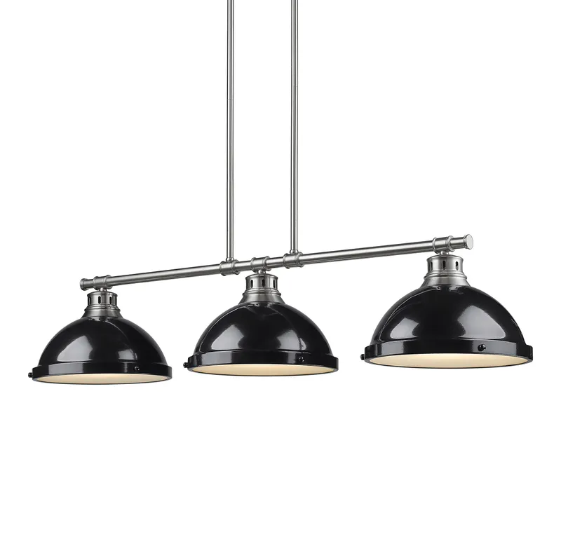 Yep by Golden Lighting Duncan 3-light Island Light in Pewter and Black shade — Golden Lighting LED Ceiling Lights  