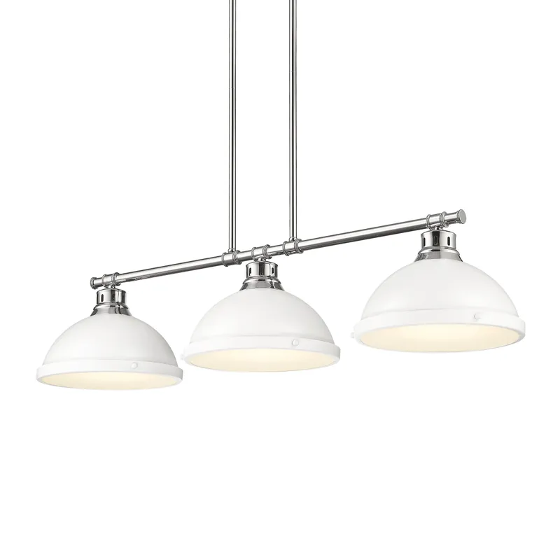 Yep by Golden Lighting Duncan 3-light Island Light in Chrome and Matte White shade — Golden Lighting LED Pendant Lights  
