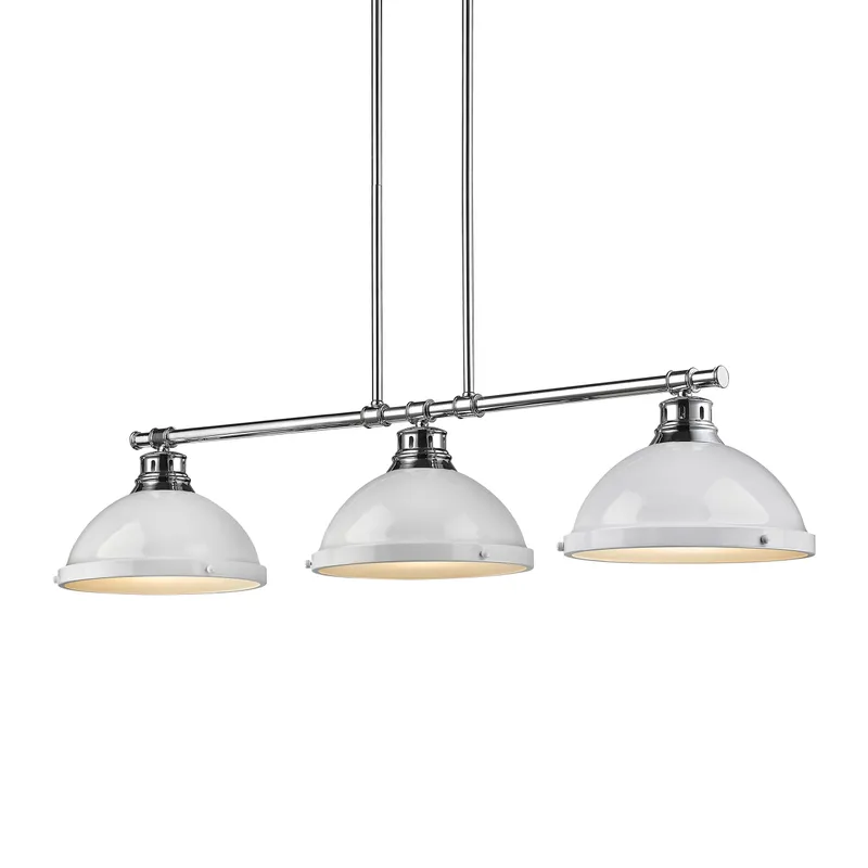 Yep by Golden Lighting Duncan 3-light Island Light in Chrome and White shade — Golden Lighting LED Pendant Lights  