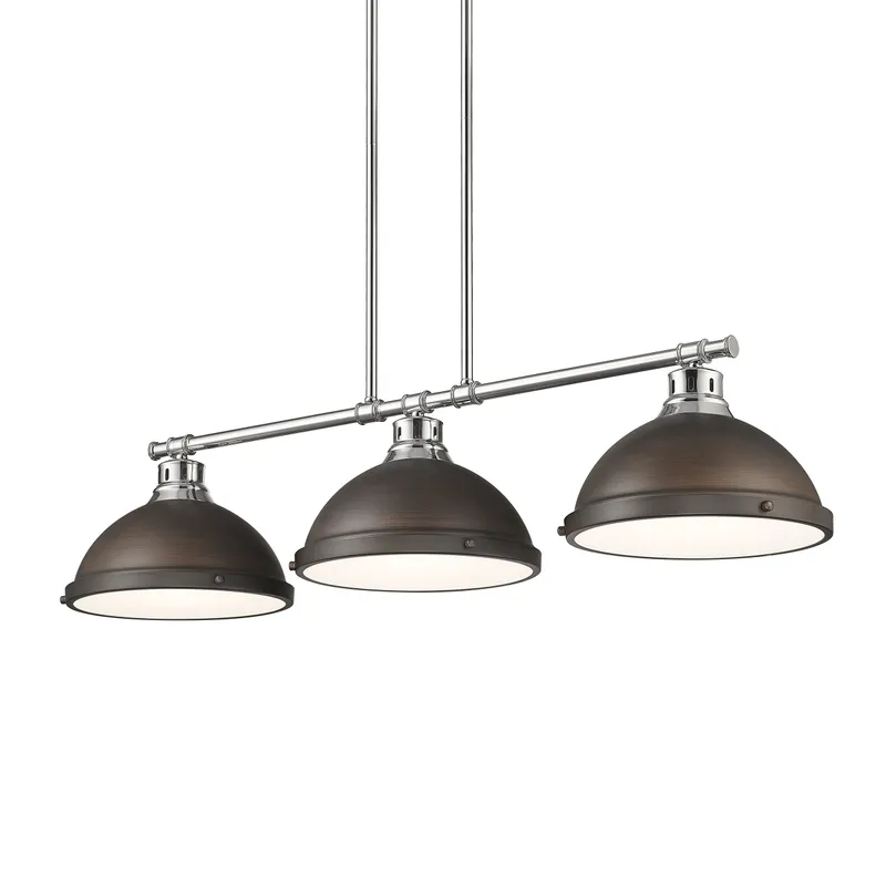 Yep by Golden Lighting Duncan 3-light Island Light in Chrome and Rubbed Bronze shade — Golden Lighting LED Pendant Lights  