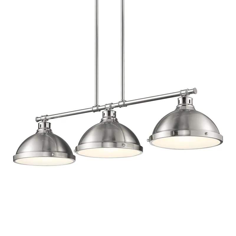 Yep by Golden Lighting Duncan 3-light Island Light in Chrome and Pewter shade — Golden Lighting LED Pendant Lights  