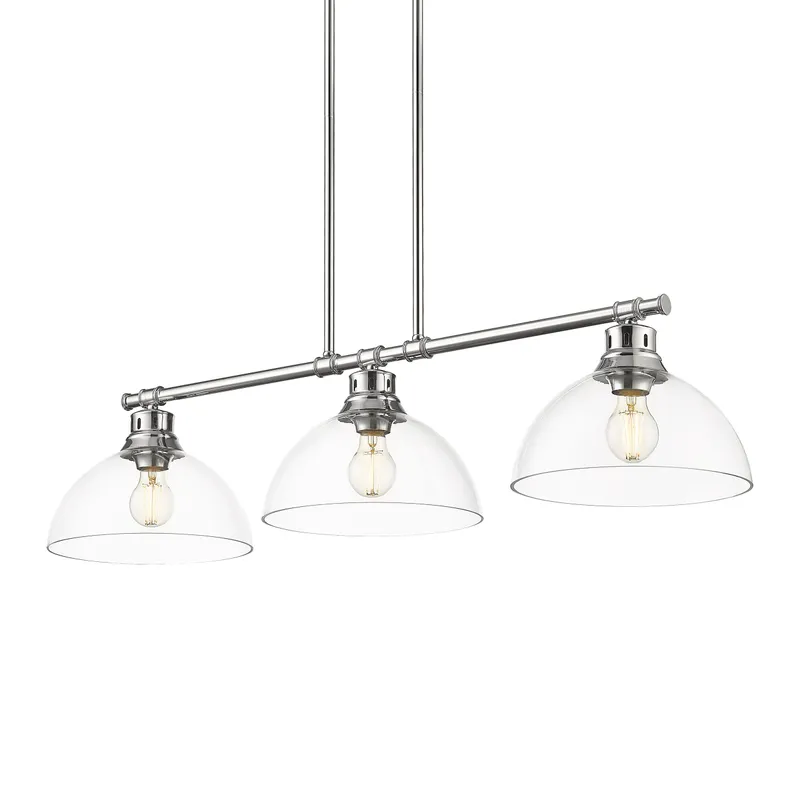 Yep by Golden Lighting Duncan 3-light Island Light in Chrome and Clear Glass — Golden Lighting LED Pendant Lights 100.0W 