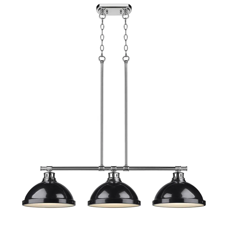 Yep by Golden Lighting Duncan 3-light Island Light in Chrome and Black shade — Golden Lighting LED Pendant Lights  