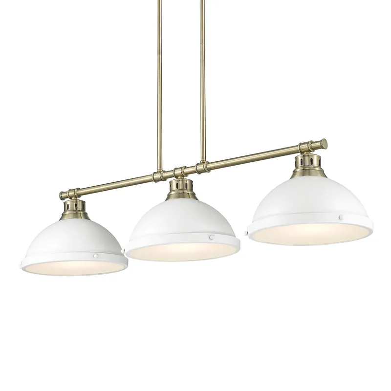 Yep by Golden Lighting Duncan 3-light Island Light in Aged Brass and Matte White shade — Golden Lighting LED Pendant Lights  