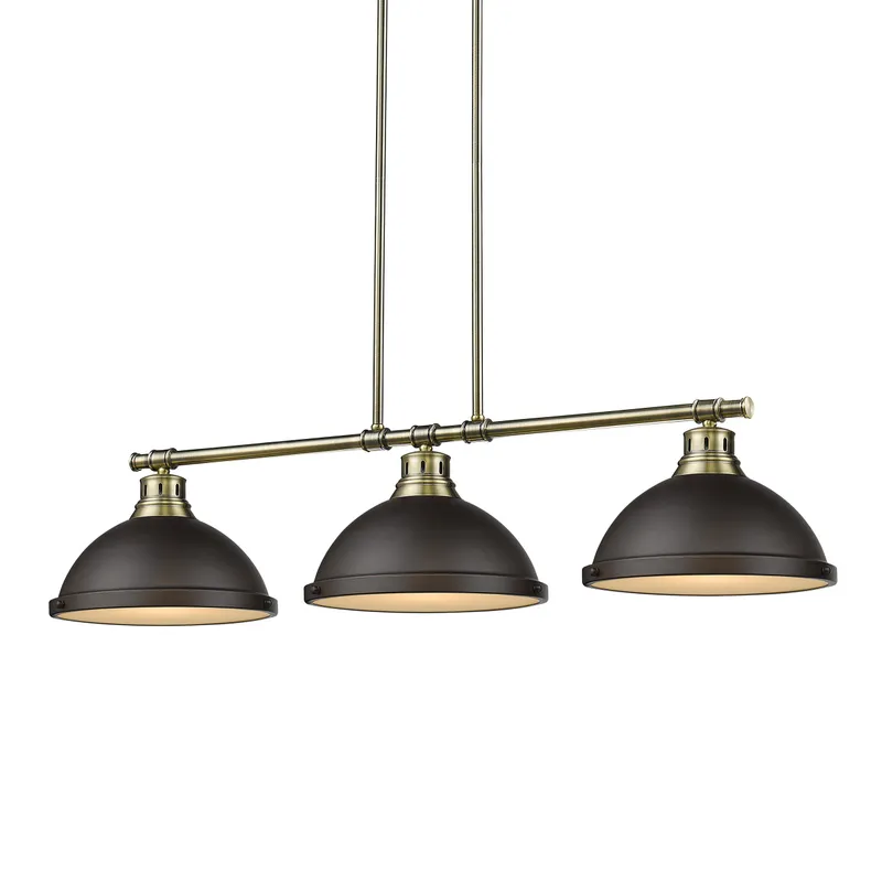 Yep by Golden Lighting Duncan 3-light Island Light in Aged Brass and Rubbed Bronze shade — Golden Lighting LED Ceiling Lights  