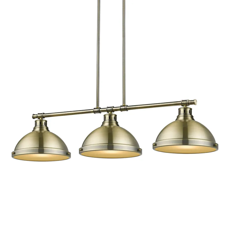 Yep by Golden Lighting Duncan 3-light Island Light in Aged Brass — Golden Lighting LED Pendant Lights  