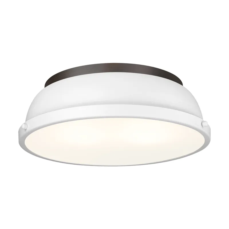 Yep by Golden Lighting Duncan 2-light Flush Mount in Rubbed Bronze and Matte White shade — Golden Lighting LED Ceiling Lights  