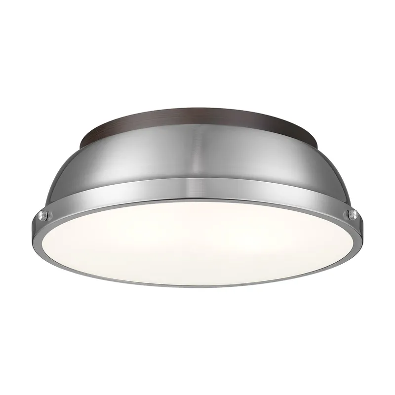Yep by Golden Lighting Duncan 2-light Flush Mount in Rubbed Bronze and Pewter shade — Golden Lighting LED Ceiling Lights 60.0W 