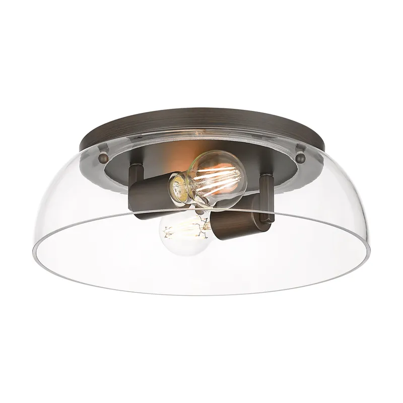 Yep by Golden Lighting Duncan 2-light Flush Mount in Rubbed Bronze and Clear Glass — Golden Lighting LED Ceiling Lights  