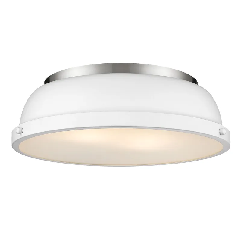 Yep by Golden Lighting Duncan 2-light Flush Mount in Pewter and Matte White shade — Golden Lighting LED Ceiling Lights  