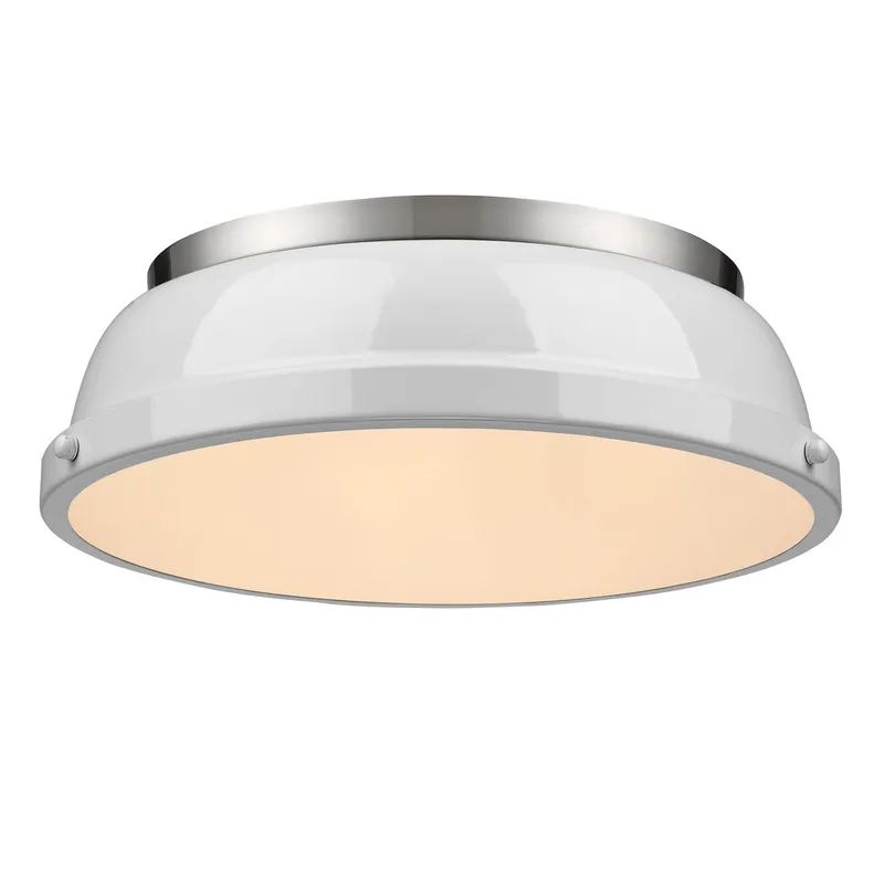 Yep by Golden Lighting Duncan 2-light Flush Mount in Pewter and White shade — Golden Lighting LED Ceiling Lights 60.0W 