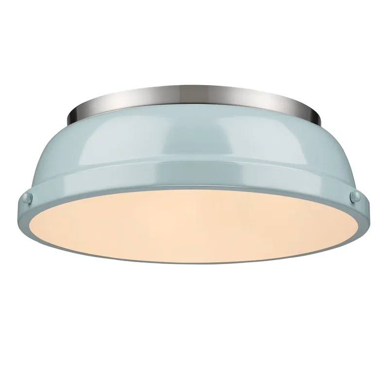 Yep by Golden Lighting Duncan 2-light Flush Mount in Pewter and Seafoam shade — Golden Lighting LED Ceiling Lights 60.0W 