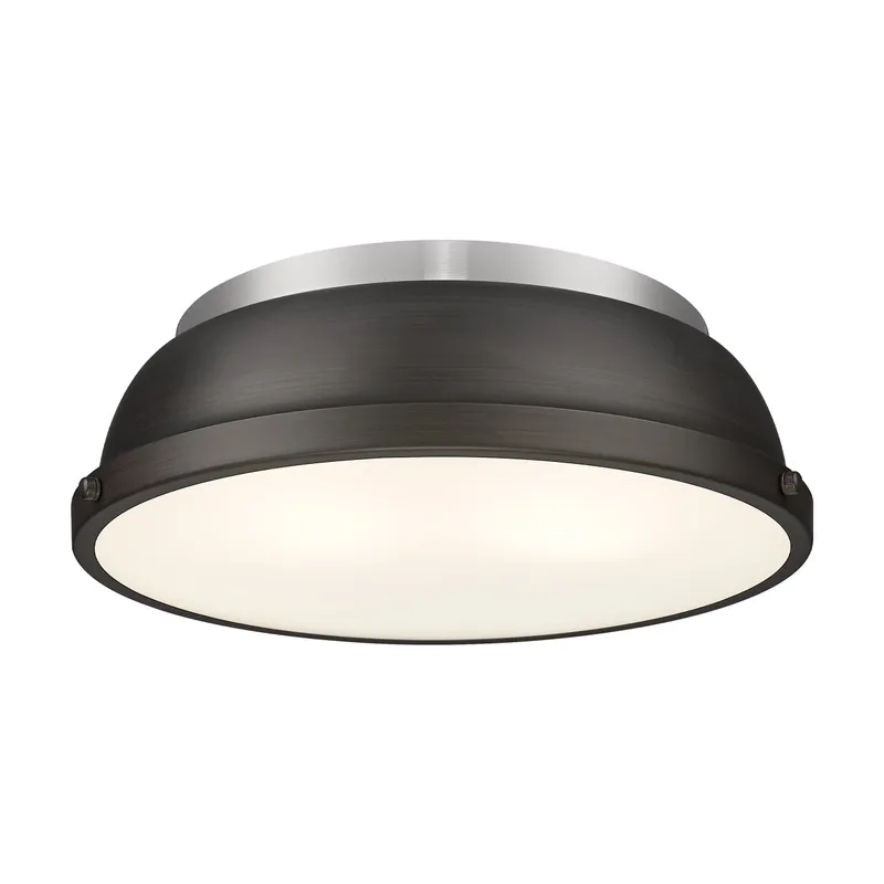 Yep by Golden Lighting Duncan 2-light Flush Mount in Pewter and Rubbed Bronze shade — Golden Lighting LED Ceiling Lights 60.0W 