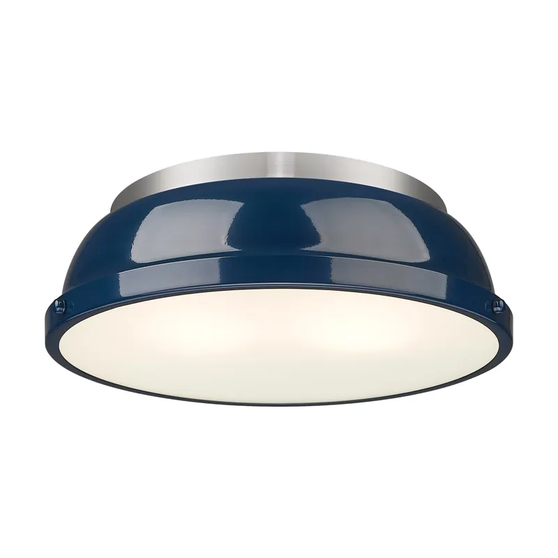 Yep by Golden Lighting Duncan 2-light Flush Mount in Pewter and Navy Blue shade — Golden Lighting LED Ceiling Lights 60.0W 