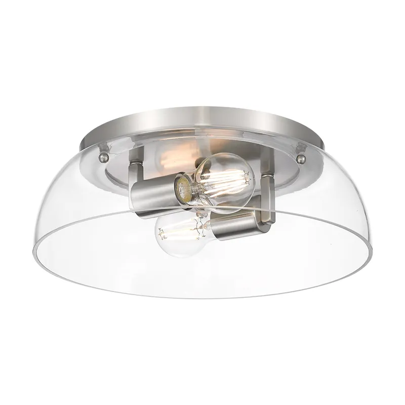 Yep by Golden Lighting Duncan 2-light Flush Mount in Pewter and Clear Glass — Golden Lighting LED Ceiling Lights  