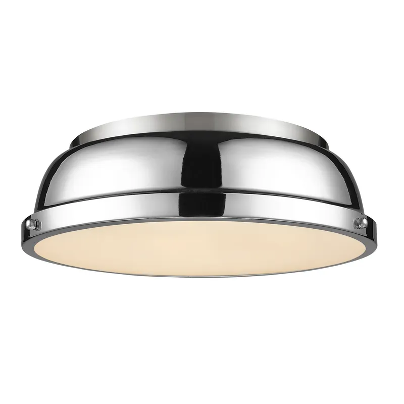 Yep by Golden Lighting Duncan 2-light Flush Mount in Pewter and Chrome shade — Golden Lighting LED Ceiling Lights  