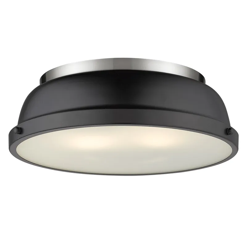 Yep by Golden Lighting Duncan 2-light Flush Mount in Pewter and Matte Black shade — Golden Lighting LED Ceiling Lights  