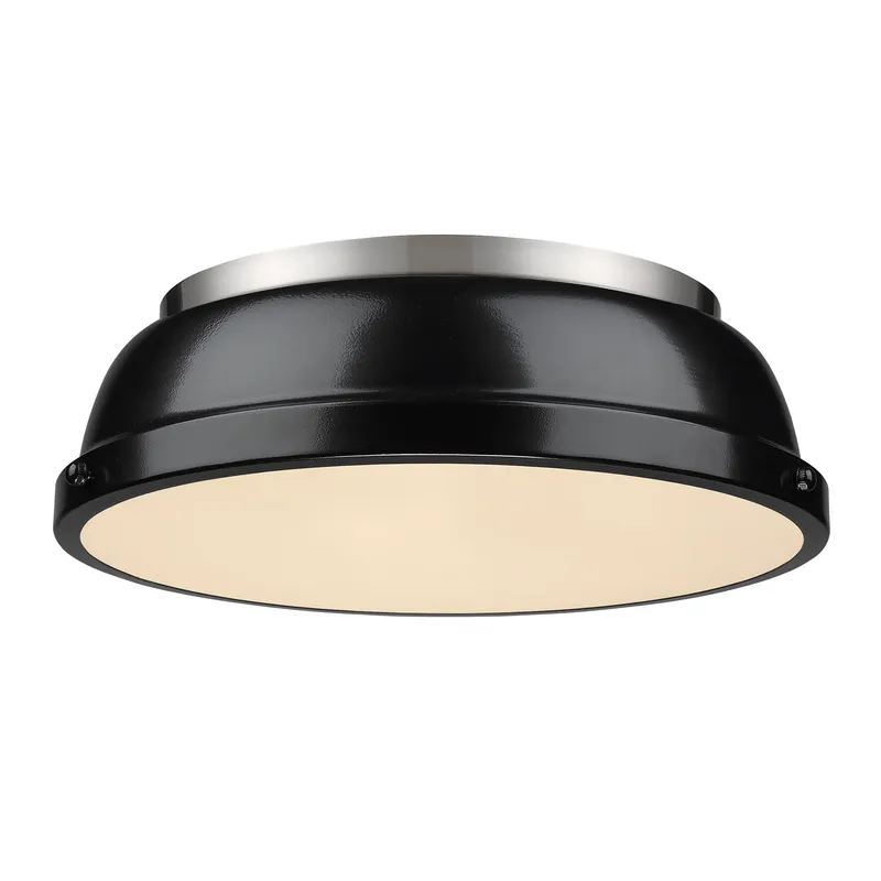 Yep by Golden Lighting Duncan 2-light Flush Mount in Pewter and Black shade — Golden Lighting LED Ceiling Lights  