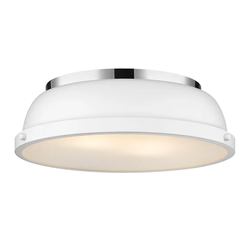 Yep by Golden Lighting Duncan 2-light Flush Mount in Chrome and Matte White shade — Golden Lighting LED Ceiling Lights 60.0W 
