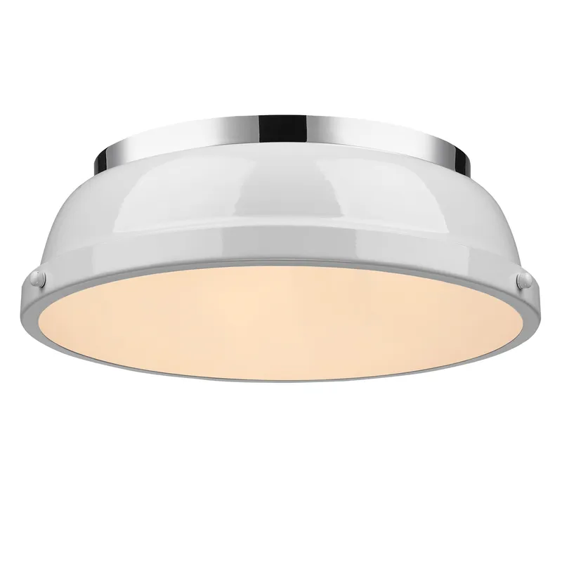Yep by Golden Lighting Duncan 2-light Flush Mount in Chrome and White shade — Golden Lighting LED Ceiling Lights 60.0W 