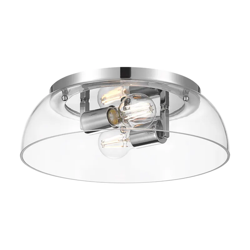 Yep by Golden Lighting Duncan 2-light Flush Mount in Chrome and Clear Glass — Golden Lighting LED Ceiling Lights  