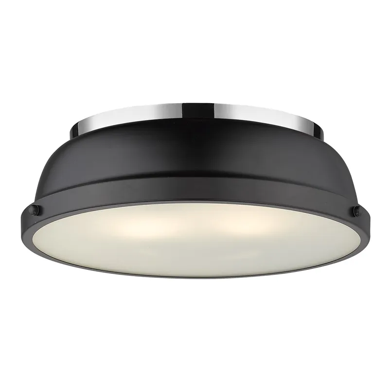 Yep by Golden Lighting Duncan 2-light Flush Mount in Chrome and Matte Black shade — Golden Lighting LED Ceiling Lights  