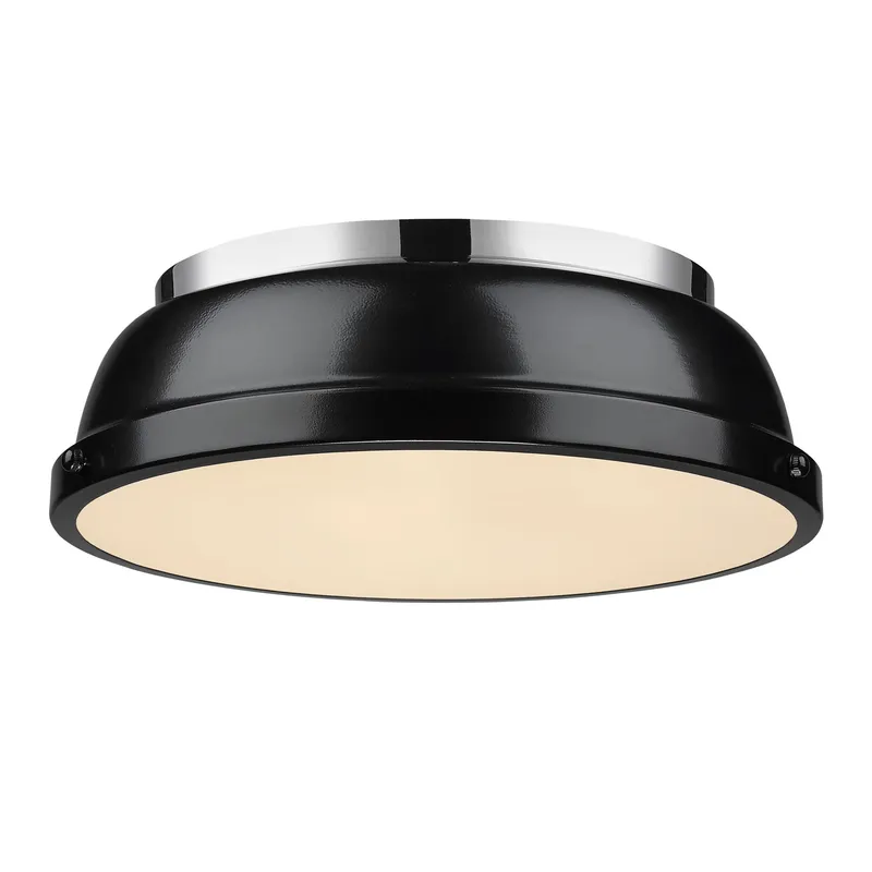 Yep by Golden Lighting Duncan 2-light Flush Mount in Chrome and Black shade — Golden Lighting LED Ceiling Lights  