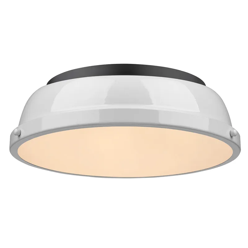 Yep by Golden Lighting Duncan 2-light Flush Mount in Matte Black and White shade — Golden Lighting LED Ceiling Lights  