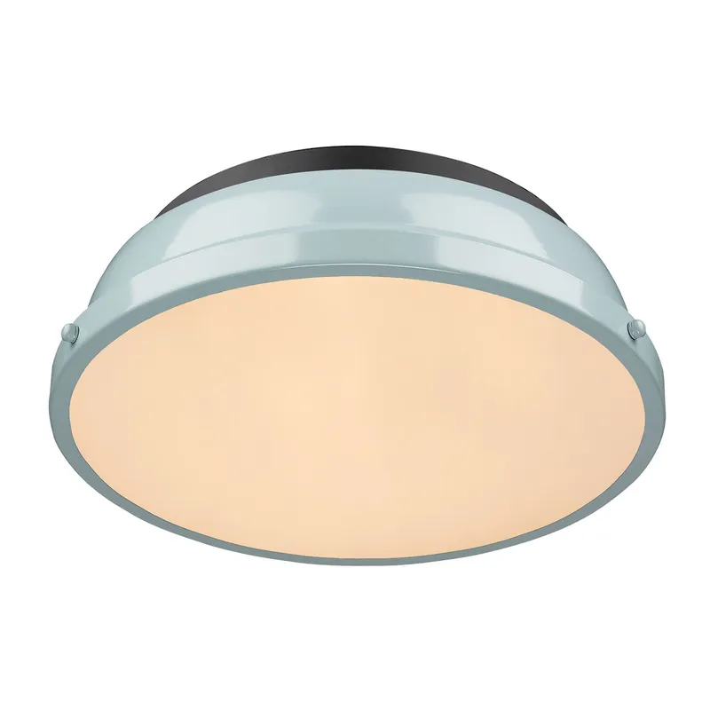 Yep by Golden Lighting Duncan 2-light Flush Mount in Matte Black and Seafoam shade — Golden Lighting LED Ceiling Lights  