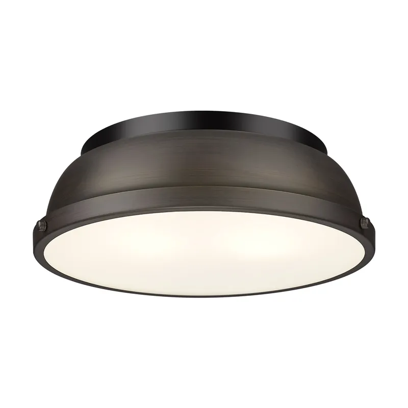 Yep by Golden Lighting Duncan 2-light Flush Mount in Matte Black and Rubbed Bronze shade — Golden Lighting LED Ceiling Lights  