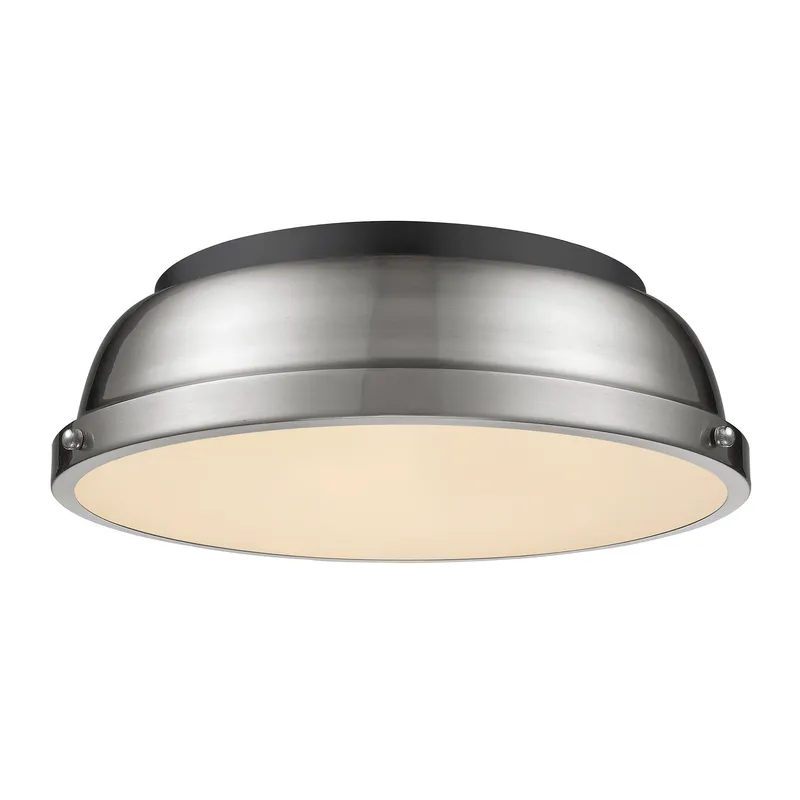 Yep by Golden Lighting Duncan 2-light Flush Mount in Matte Black and Pewter shade — Golden Lighting LED Ceiling Lights 60.0W 
