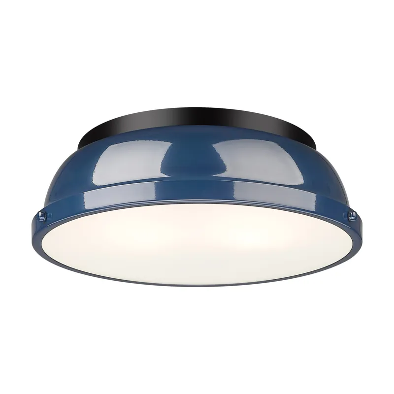 Yep by Golden Lighting Duncan 2-light Flush Mount in Matte Black and Navy Blue shade — Golden Lighting LED Ceiling Lights 60.0W 
