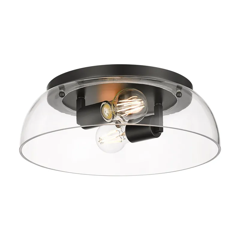 Yep by Golden Lighting Duncan 2-light Flush Mount in Matte Black and Clear Glass — Golden Lighting LED Ceiling Lights  