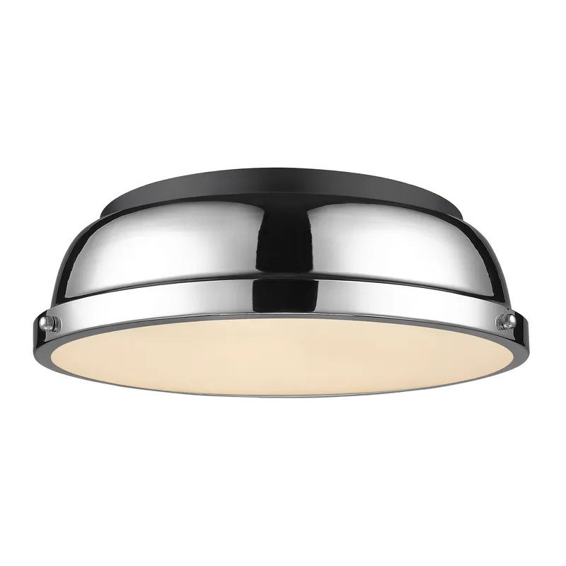 Yep by Golden Lighting Duncan 2-light Flush Mount in Matte Black and Chrome shade — Golden Lighting LED Ceiling Lights  