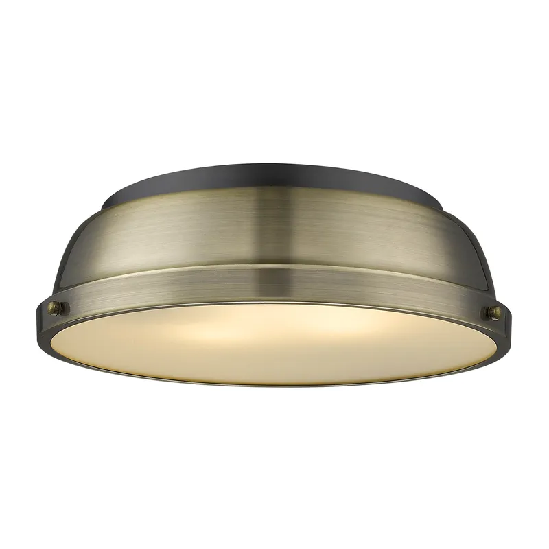 Yep by Golden Lighting Duncan 2-light Flush Mount in Matte Black and Aged Brass shade — Golden Lighting LED Ceiling Lights  