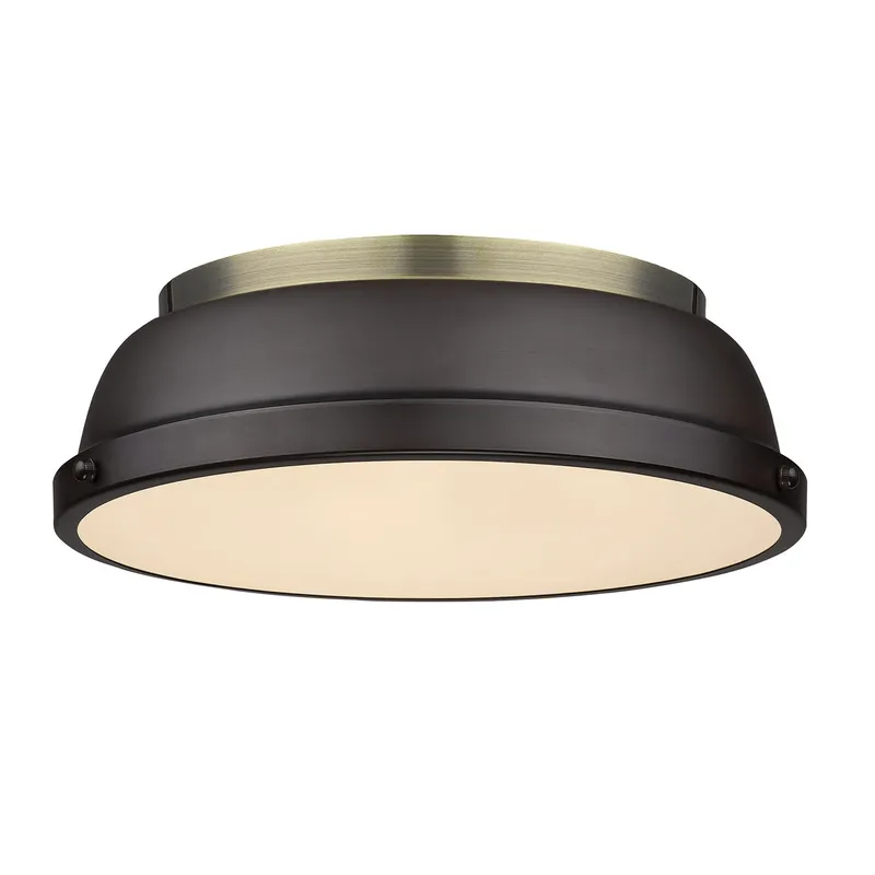 Yep by Golden Lighting Duncan 2-light Flush Mount in Aged Brass and Rubbed Bronze shade — Golden Lighting LED Ceiling Lights  