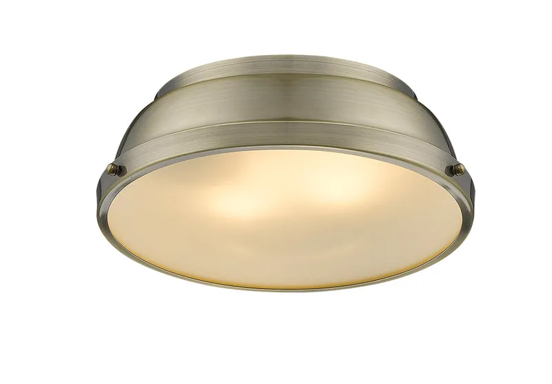 Yep by Golden Lighting Duncan 2-light Flush Mount in Aged Brass — Golden Lighting LED Ceiling Lights  