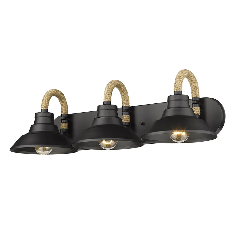 Golden Lighting Journey 3-light Vanity in Natural Black — Golden Lighting LED Wall Lights 100.0W 