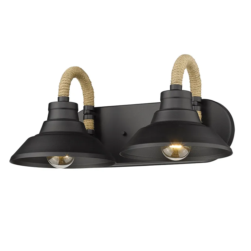 Golden Lighting Journey 2-light Vanity in Natural Black — Golden Lighting LED Wall Lights  