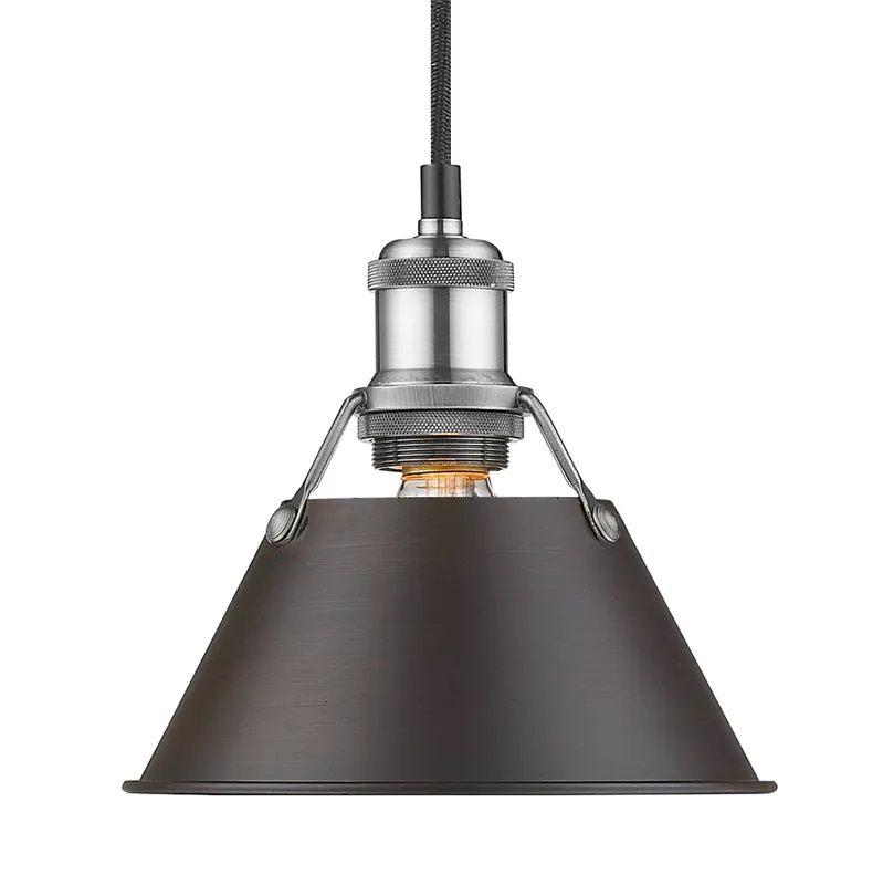 Yep by Golden Lighting Orwell 1-light 8in Pendant in Pewter and Rubbed Bronze shade — Golden Lighting LED Pendant Lights  