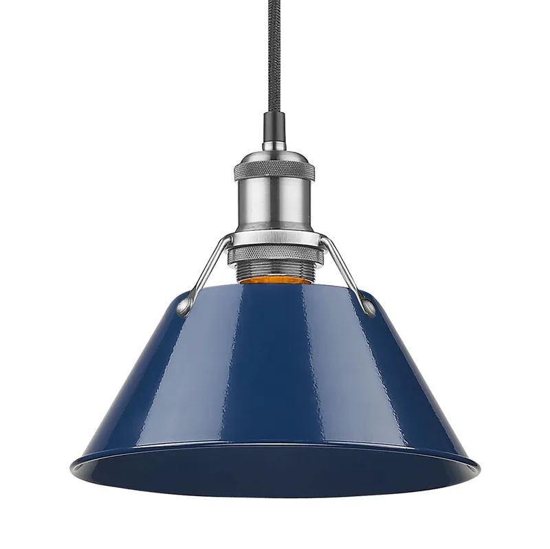 Yep by Golden Lighting Orwell 1-light 8in Pendant in Pewter and Navy Blue shade — Golden Lighting LED Pendant Lights  