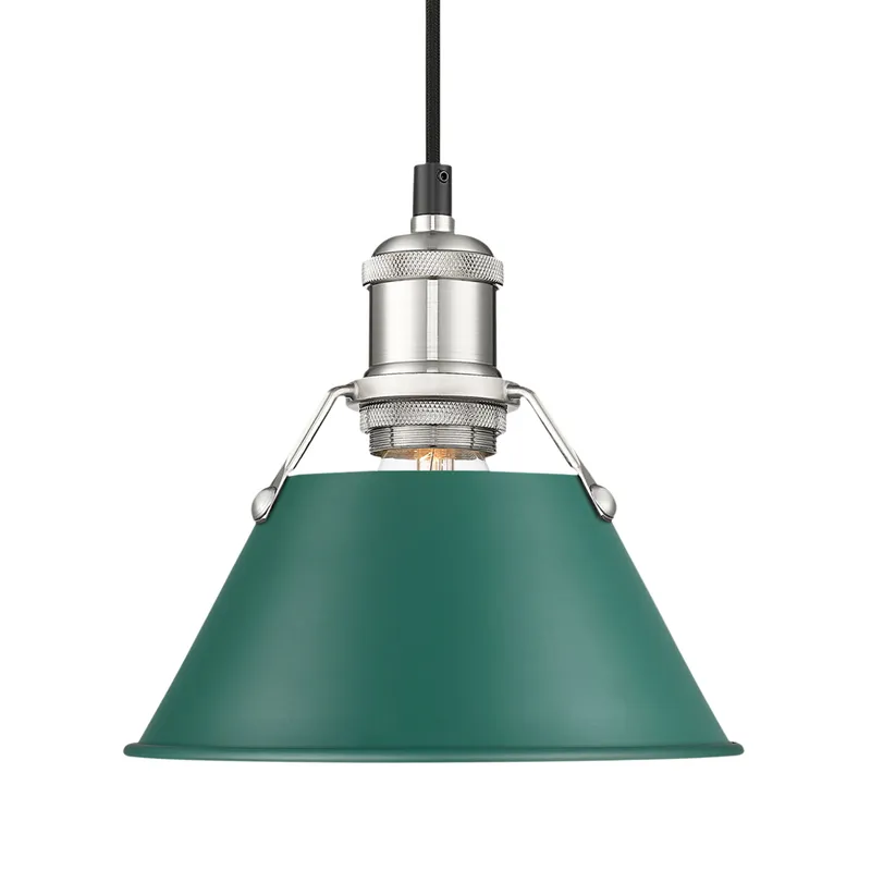 Yep by Golden Lighting Orwell 1-light 8in Pendant in Pewter and Pine Green shade — Golden Lighting LED Pendant Lights 100.0W 