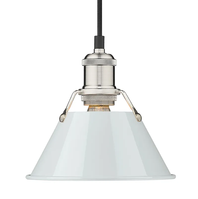 Yep by Golden Lighting Orwell 1-light 8in Pendant in Pewter and Dusky Blue shade — Golden Lighting LED Pendant Lights  