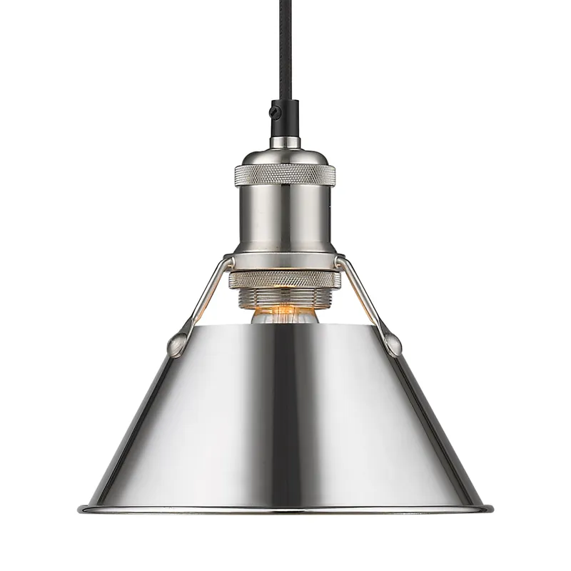 Yep by Golden Lighting Orwell 1-light 8in Pendant in Pewter and Chrome shade — Golden Lighting LED Pendant Lights 100.0W 