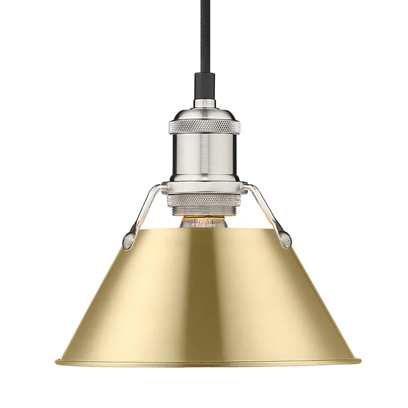 Yep by Golden Lighting Orwell 1-light 8in Pendant in Pewter and Brushed Champagne Brass shade — Golden Lighting LED Pendant Lights 100.0W 