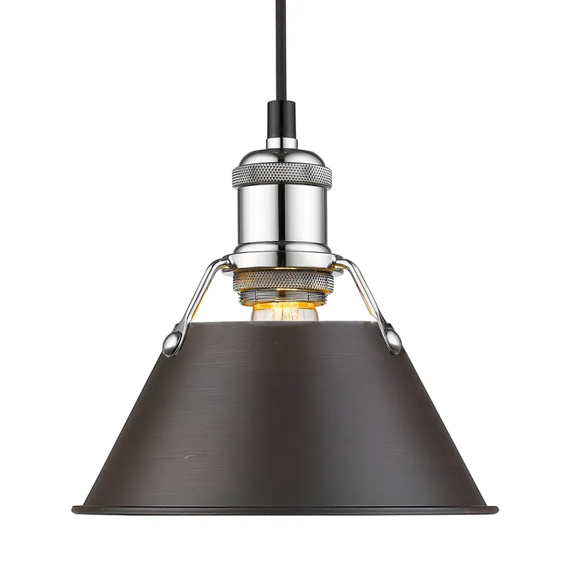 Yep by Golden Lighting Orwell 1-light 8in Pendant in Chrome and Rubbed Bronze shade — Golden Lighting LED Pendant Lights 100.0W 