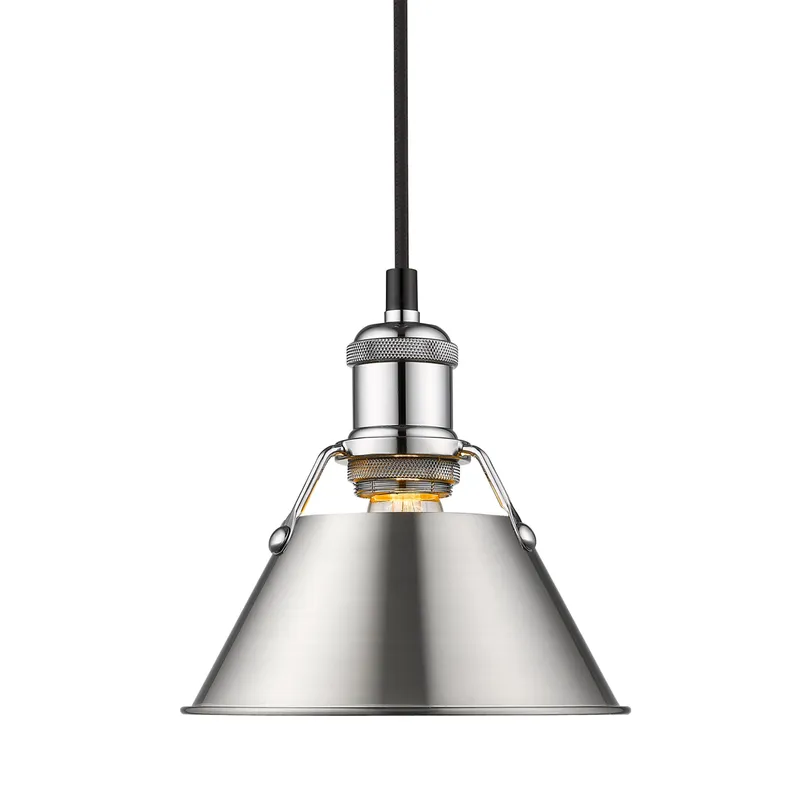 Yep by Golden Lighting Orwell 1-light 8in Pendant in Chrome and Pewter shade — Golden Lighting LED Pendant Lights  